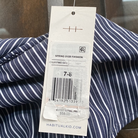 HABITUAL Girl's One-shoulder Striped High-low Dress In Navy - Picture 13 of 13